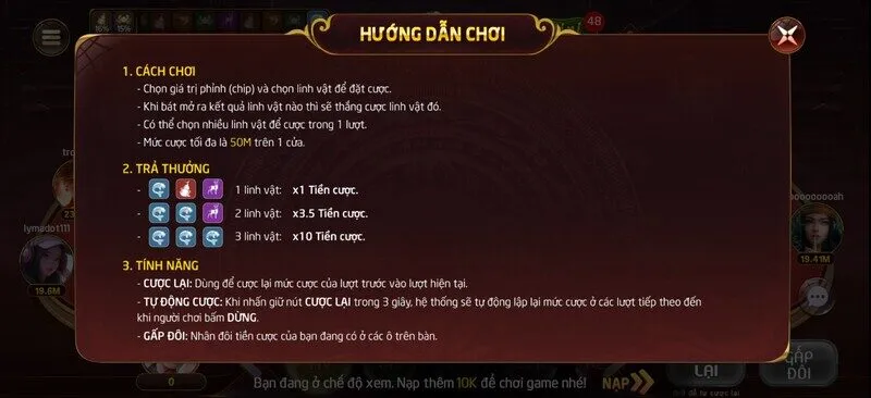 Luật chơi Bầu Cua Nổ Hũ Nohu90