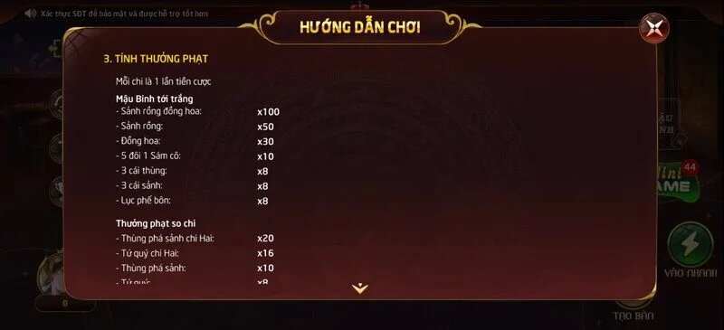 Luật chơi game bài nổ hũ Mậu Binh Nohu 90
