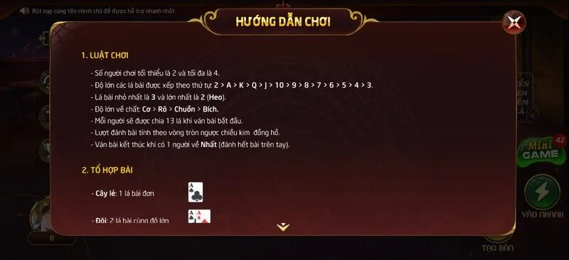 Luật chơi game bài Nổ Hũ Tiến Lên Nohu90