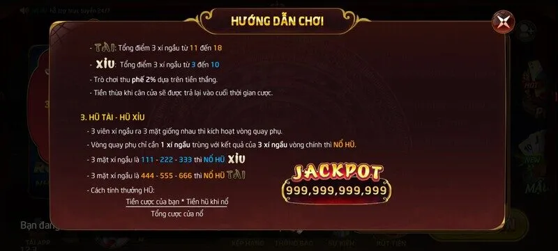 Luật chơi Tài Xỉu Nổ Hũ Nohu 90