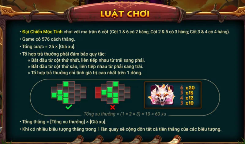 luật chơi nổ hũ Đại Chiến Mộc Tinh Nohu90